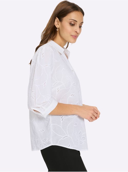 Chemisier En Coton Superbe Broderie De Madère - Taille Standard - Witt - Kiabi