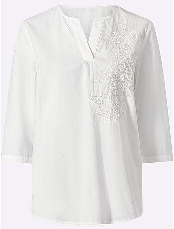 Chemisier En Coton Superbe Broderie Florale - Taille Standard - Helline