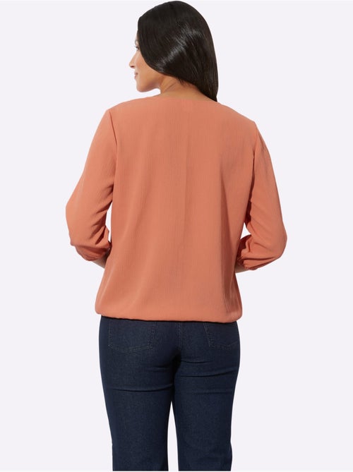 Chemisier en crêpe à encolure en V et manches 3/4 - Taille standard - Moda Vilona - Kiabi