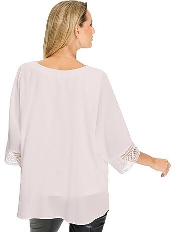 Chemisier En Crêpe Dentelle Décorative Aux Manches - Taille Standard - helline