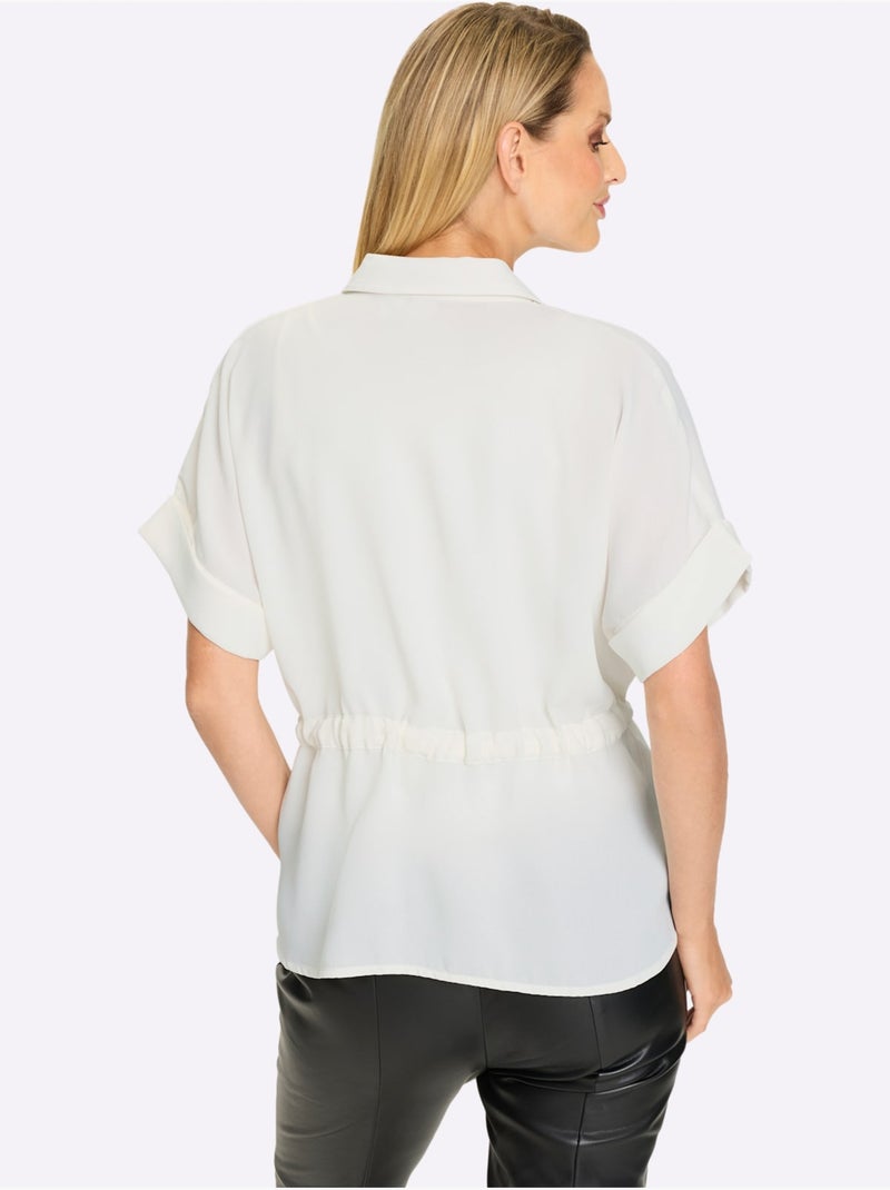 Chemisier En Crêpe Encolure En V à Tirette - Taille Standard - helline Blanc - Kiabi