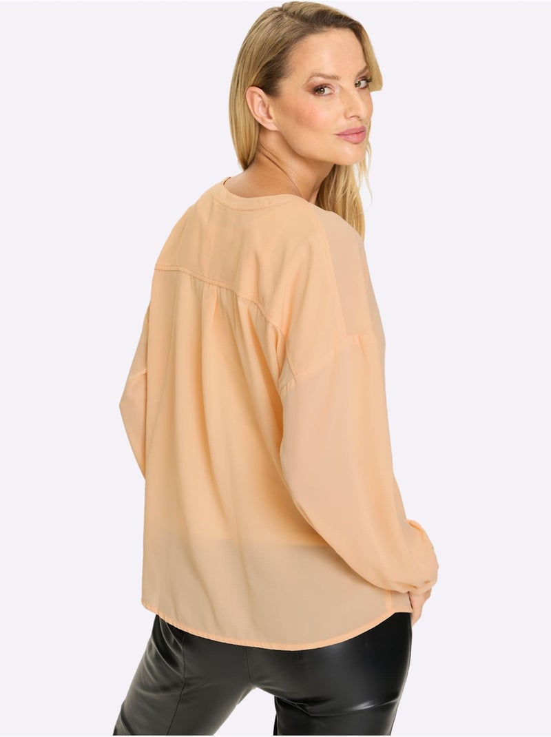 Chemisier En Crêpe Qualité Crêpe Facile à Entretenir - Taille Standard - helline Abricot - Kiabi