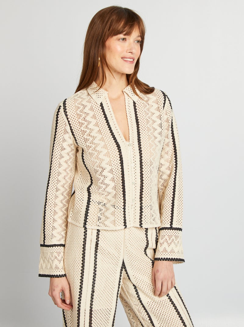 Chemisier en crochet Beige - Kiabi