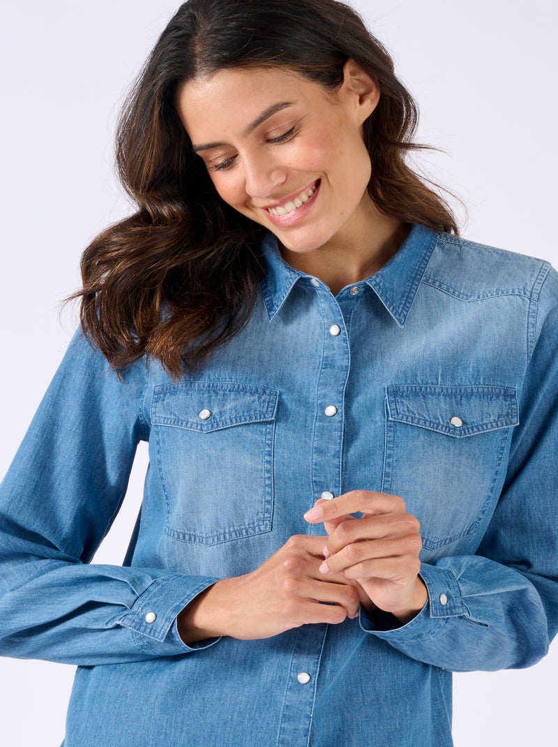 Chemisier en denim - Damart Bleu denim - Kiabi