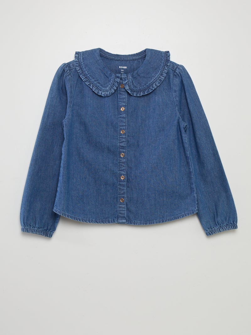 Chemisier en denim avec col claudine Denim - Kiabi