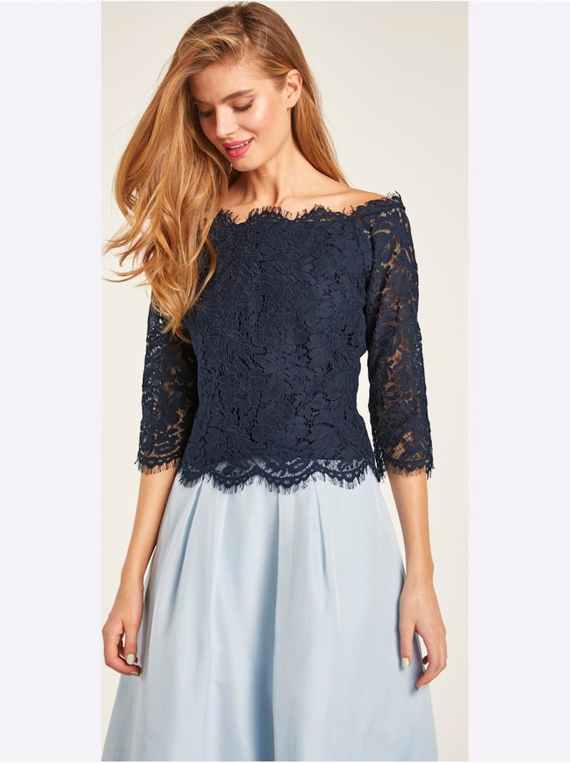 Chemisier En Dentelle - Taille Standard - Helline Bleu nuit - Kiabi