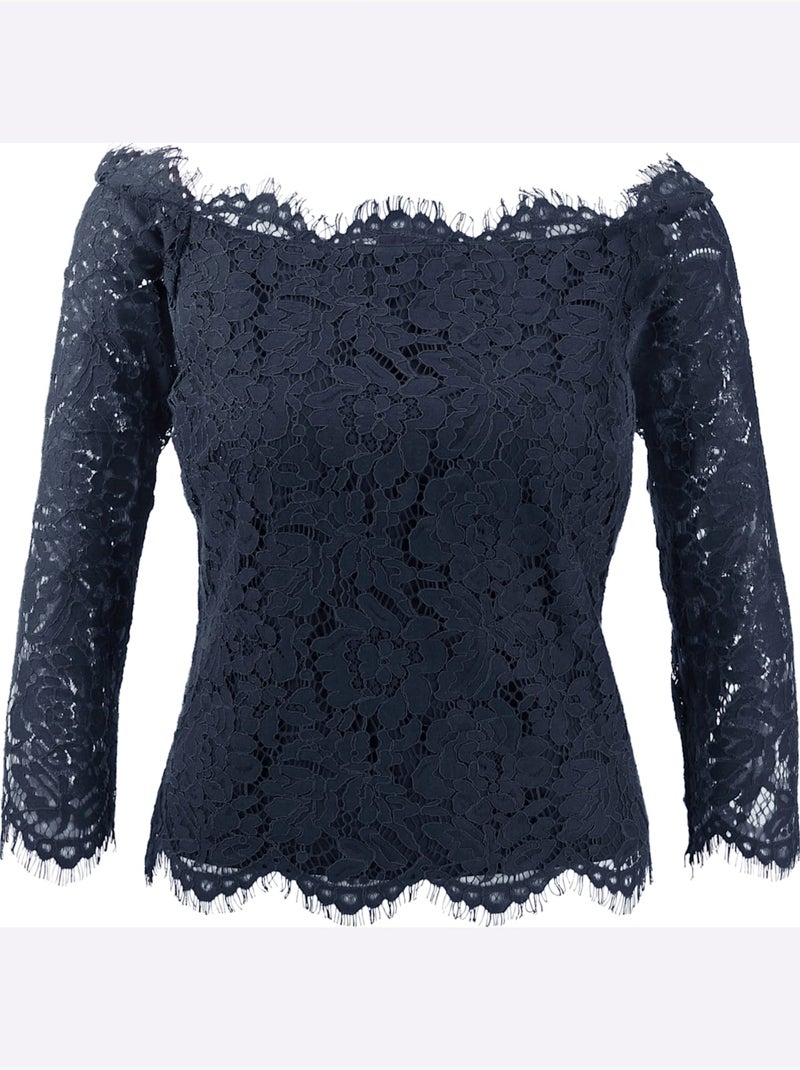 Chemisier En Dentelle - Taille Standard - Helline Bleu nuit - Kiabi