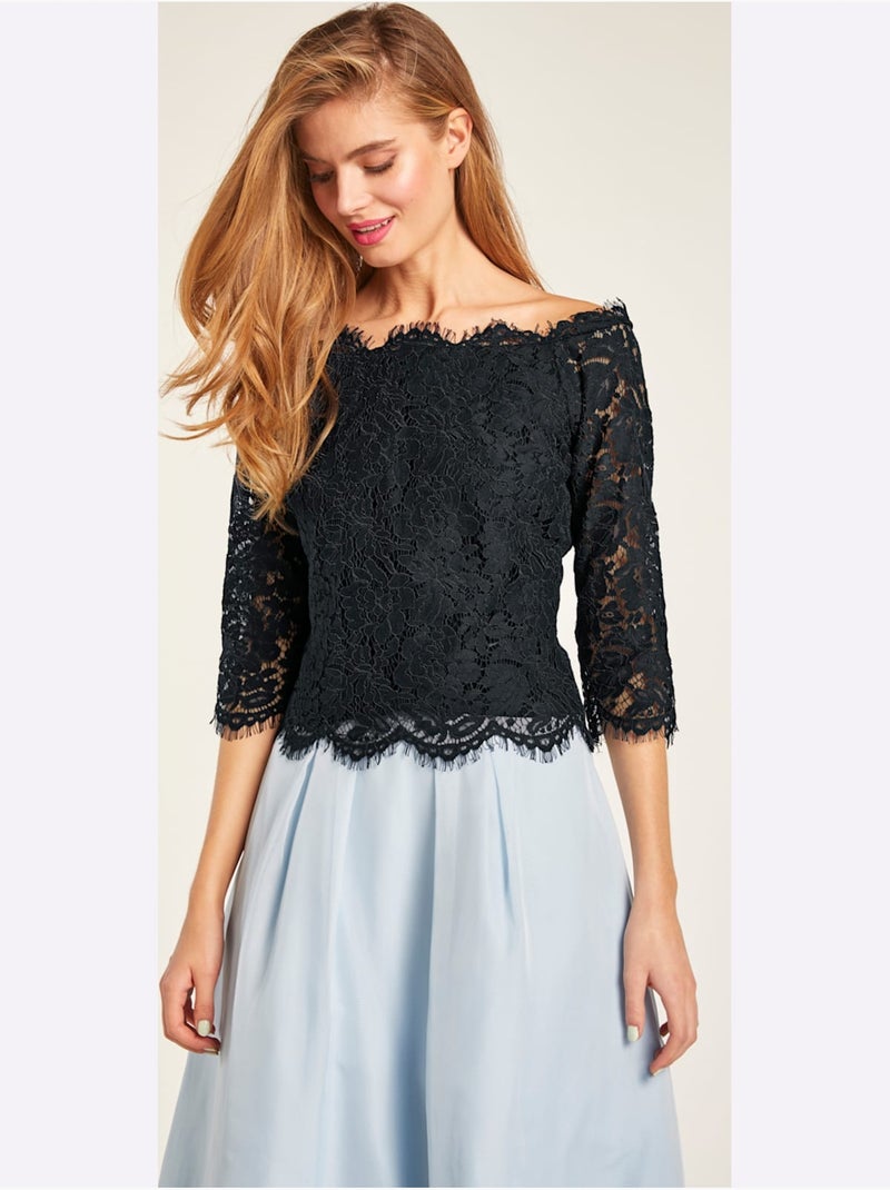 Chemisier En Dentelle - Taille Standard - Helline Noir - Kiabi