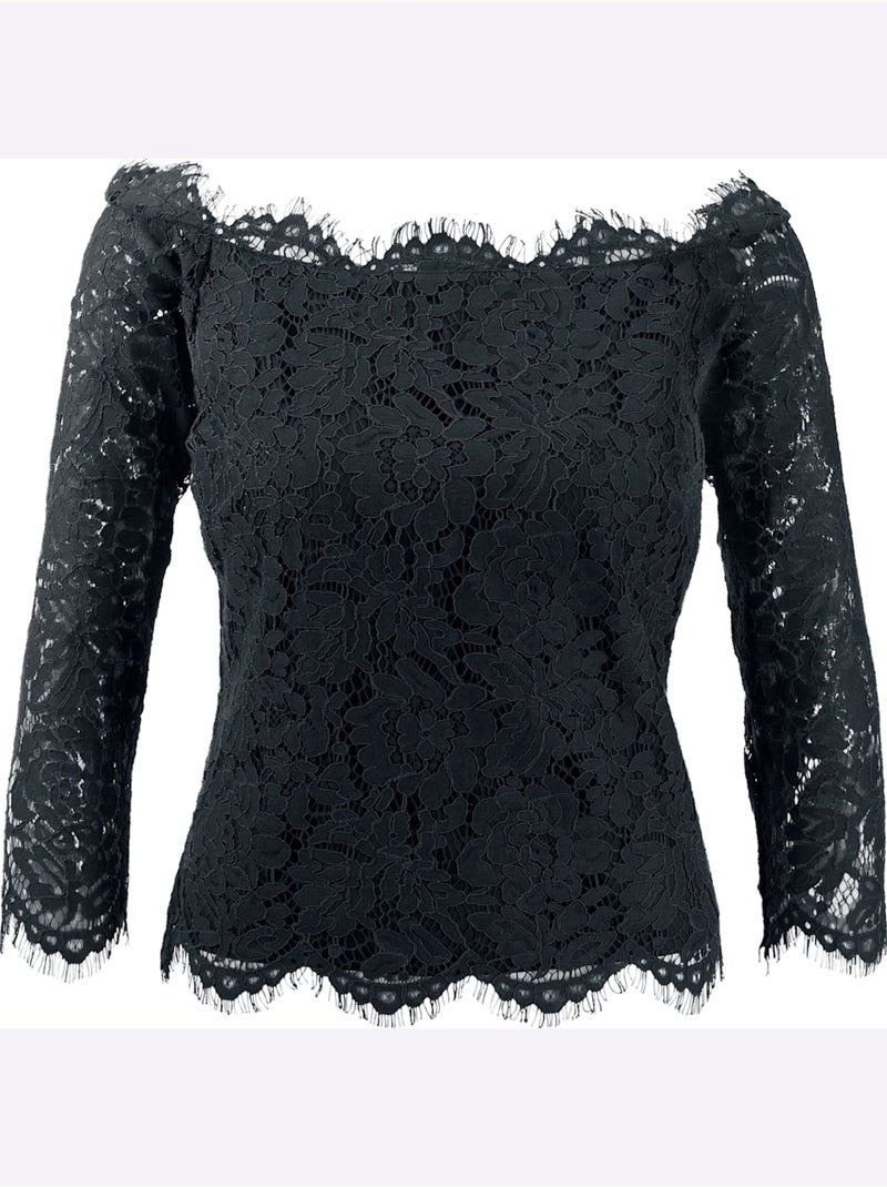 Chemisier En Dentelle - Taille Standard - Helline Noir - Kiabi