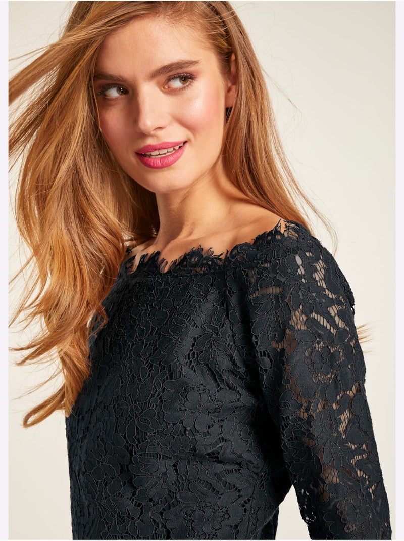 Chemisier En Dentelle - Taille Standard - Helline Noir - Kiabi