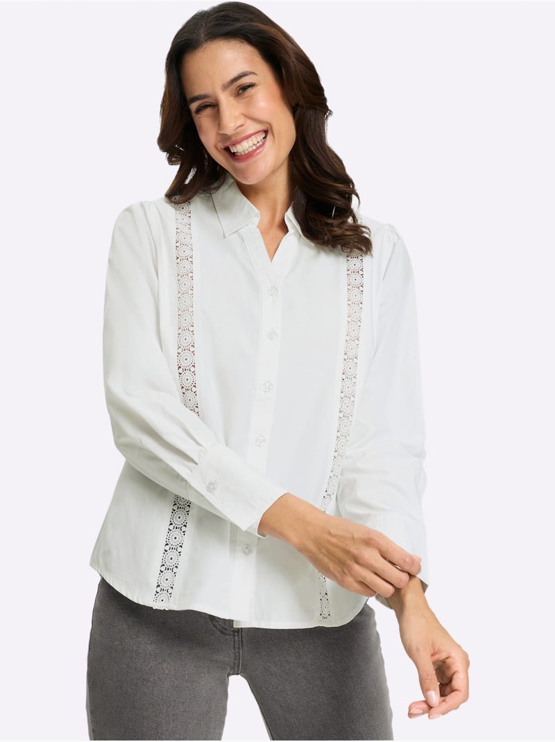 Chemisier en dentelle 50% coton - taille standard - witt Blanc - Kiabi