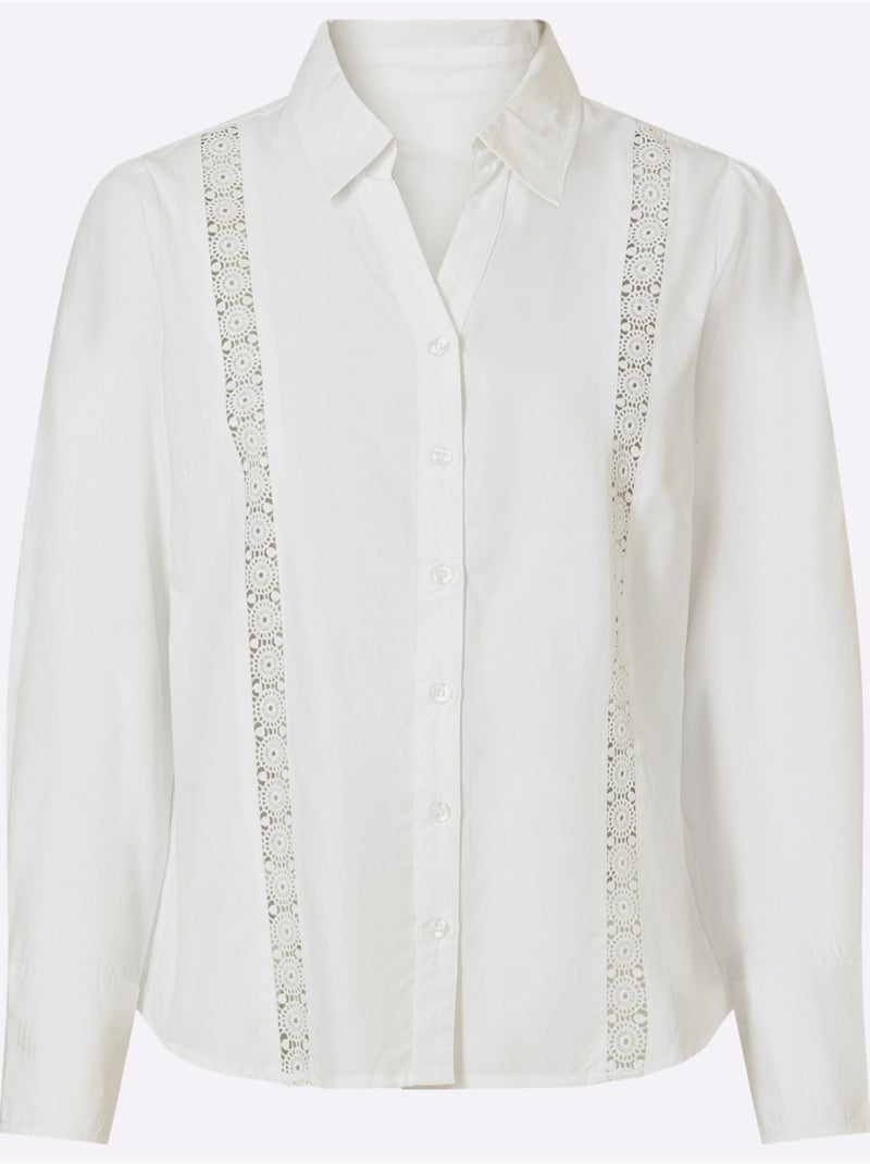 Chemisier en dentelle 50% coton - taille standard - witt Blanc - Kiabi