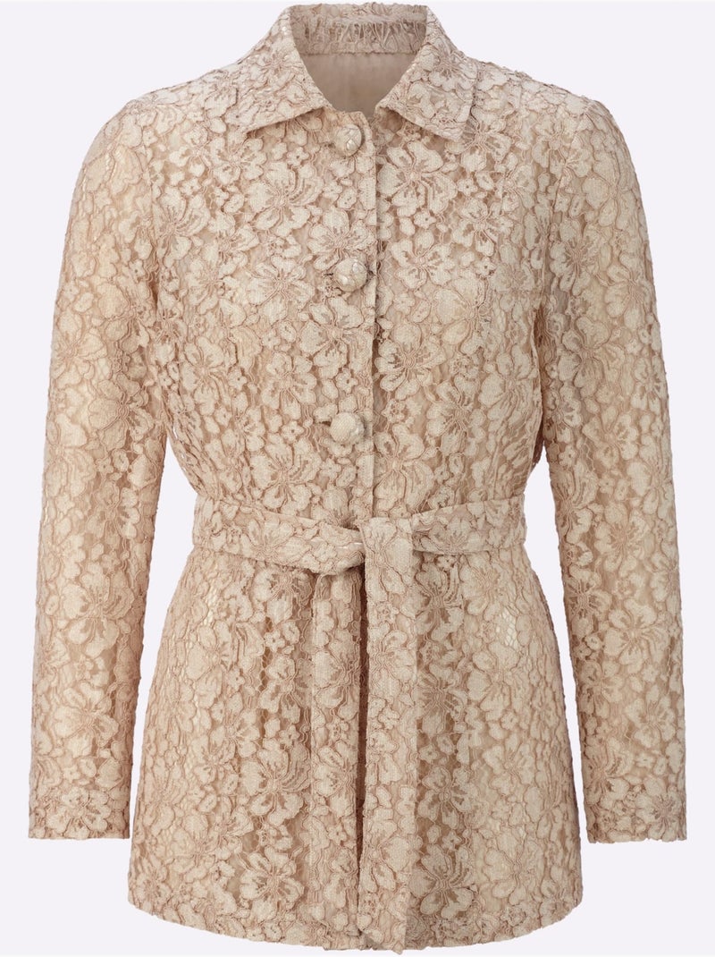 Chemisier En Dentelle 70% Coton - Taille Standard - Helline Marron/Beige/Noir - Kiabi