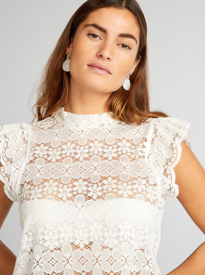 Chemisier en dentelle Blanc - Kiabi