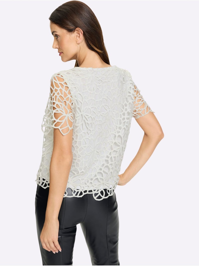 Chemisier En Dentelle Dentelle Florale - Taille Standard - Helline Ecru - Kiabi