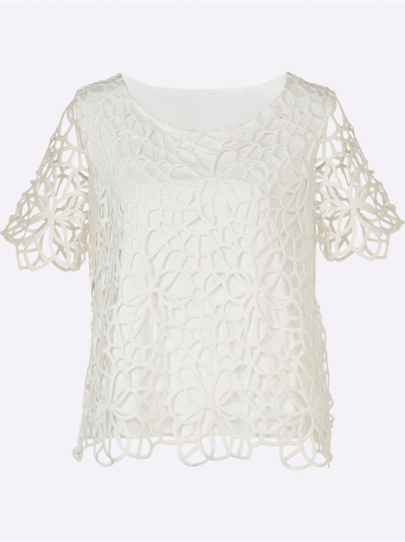 Chemisier En Dentelle Dentelle Florale - Taille Standard - Helline Ecru - Kiabi