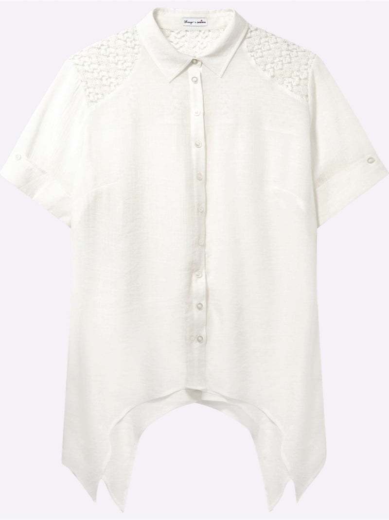 Chemisier En Dentelle Empiècement En Dentelle - Taille Standard - Sheego Blanc - Kiabi