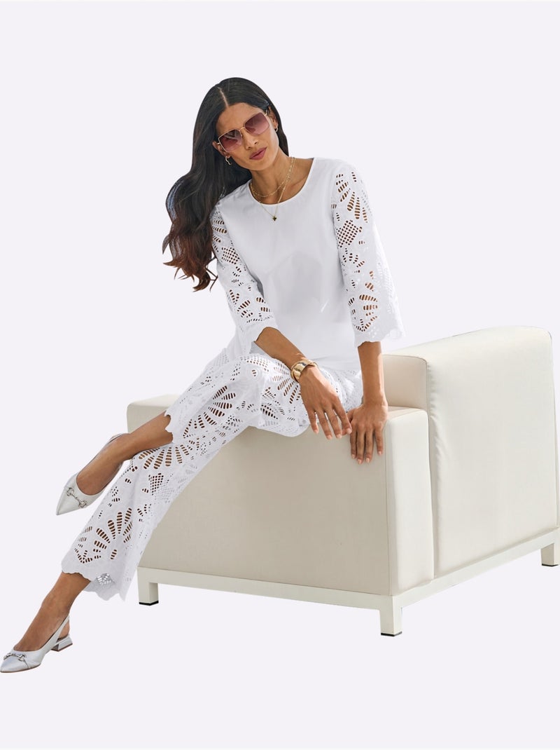 Chemisier en dentelle pur coton - taille standard - helline Ecru - Kiabi