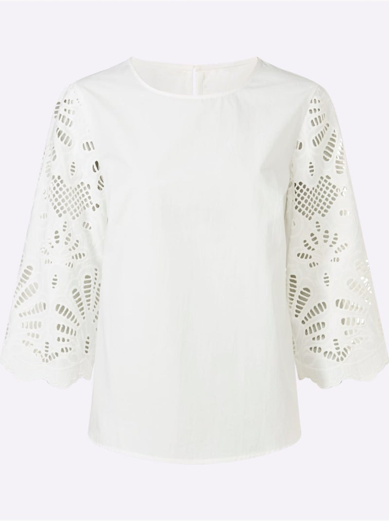 Chemisier en dentelle pur coton - taille standard - helline Ecru - Kiabi