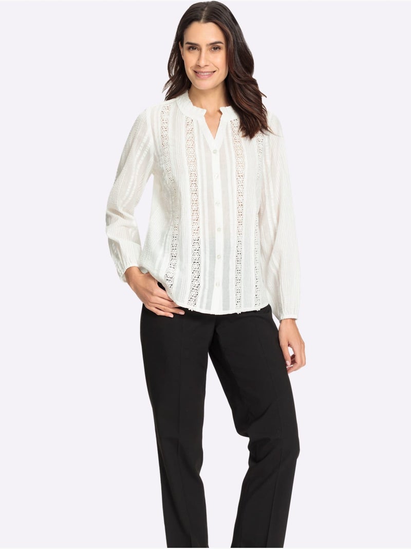 Chemisier En Dentelle Pur Coton - Taille Standard - Witt Ecru - Kiabi