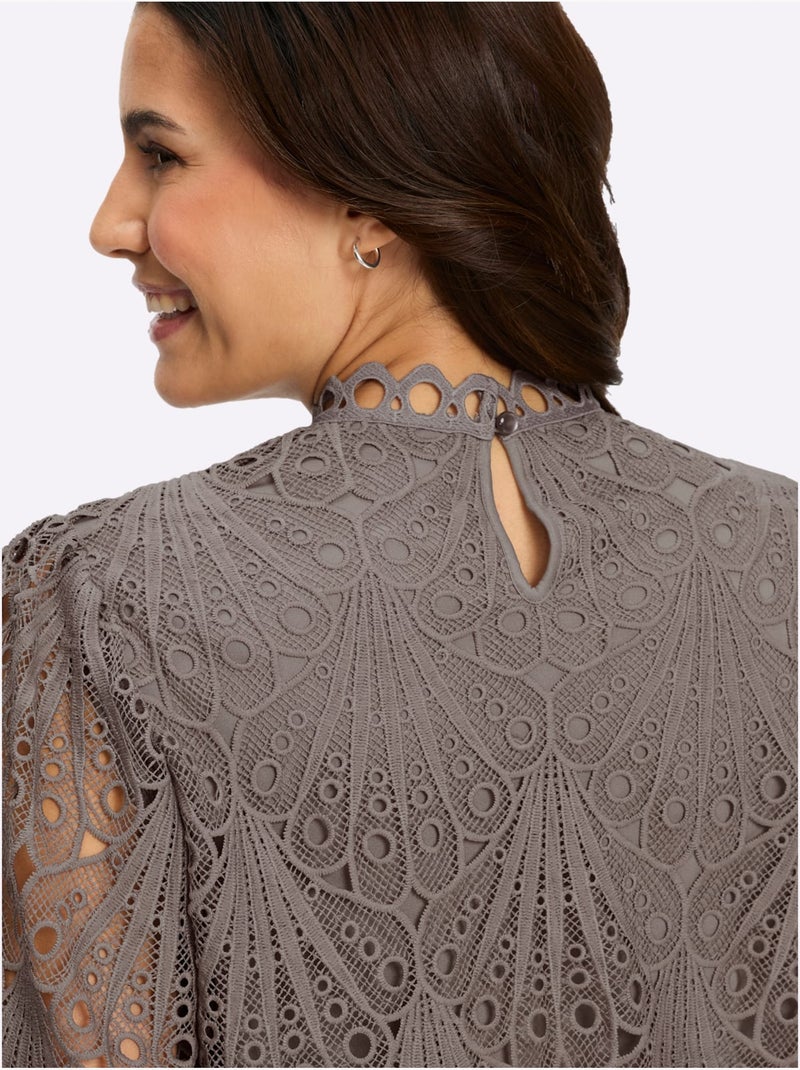 Chemisier En Dentelle Superbes Finitions En Dentelle - Taille Standard - Witt Gris taupe - Kiabi