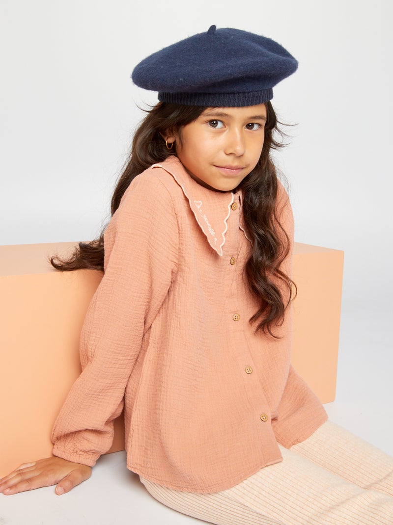 Chemisier en double gaze de coton rose - Kiabi