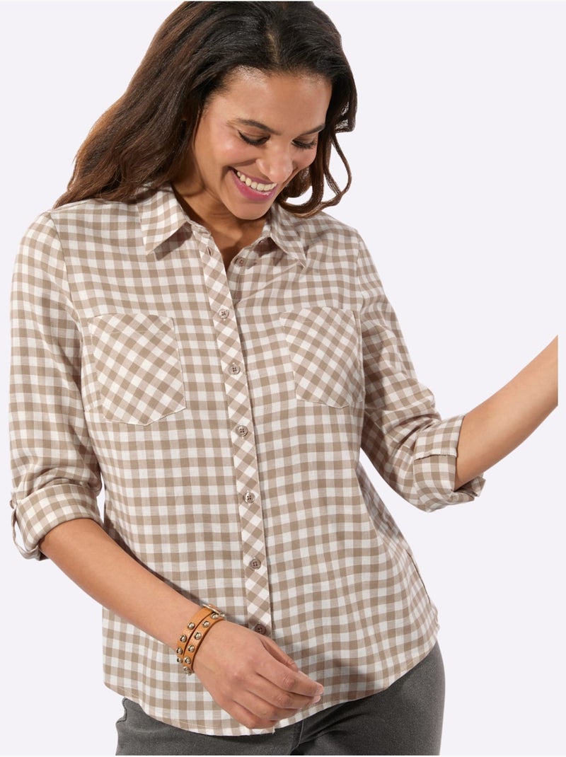 Chemisier En Flanelle Pur Coton - Taille Standard - Witt Beige - Kiabi
