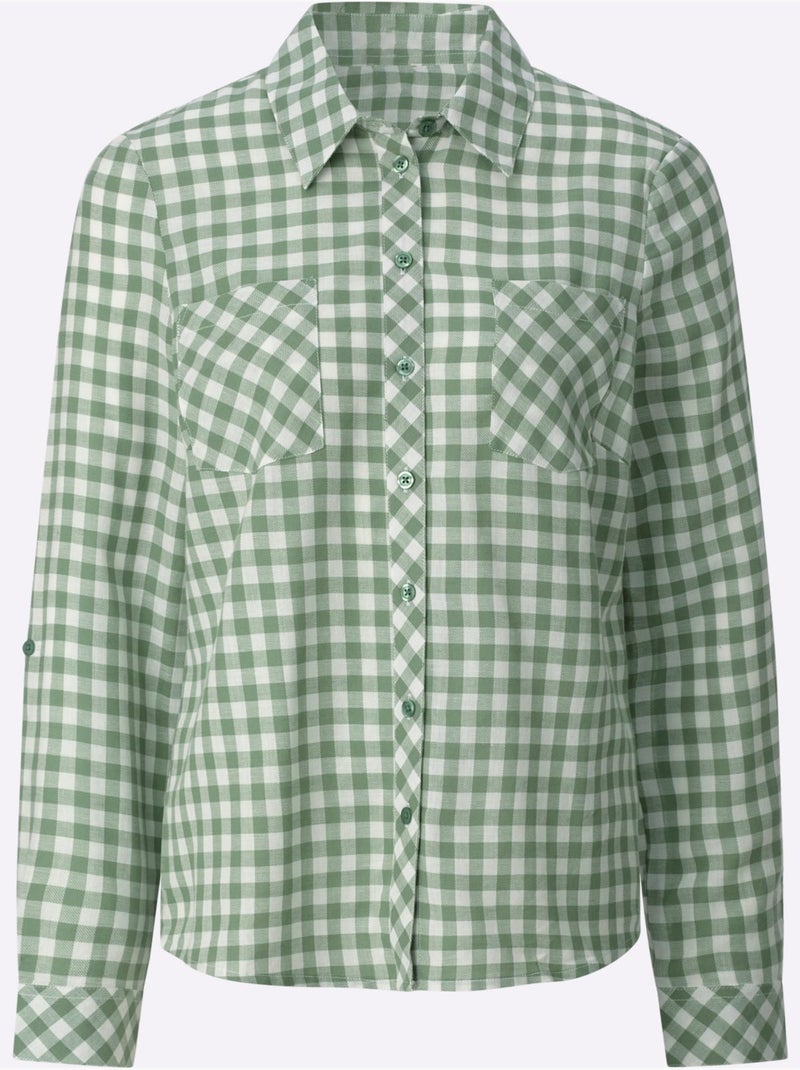 Chemisier En Flanelle Pur Coton - Taille Standard - Witt Beige/Vert - Kiabi