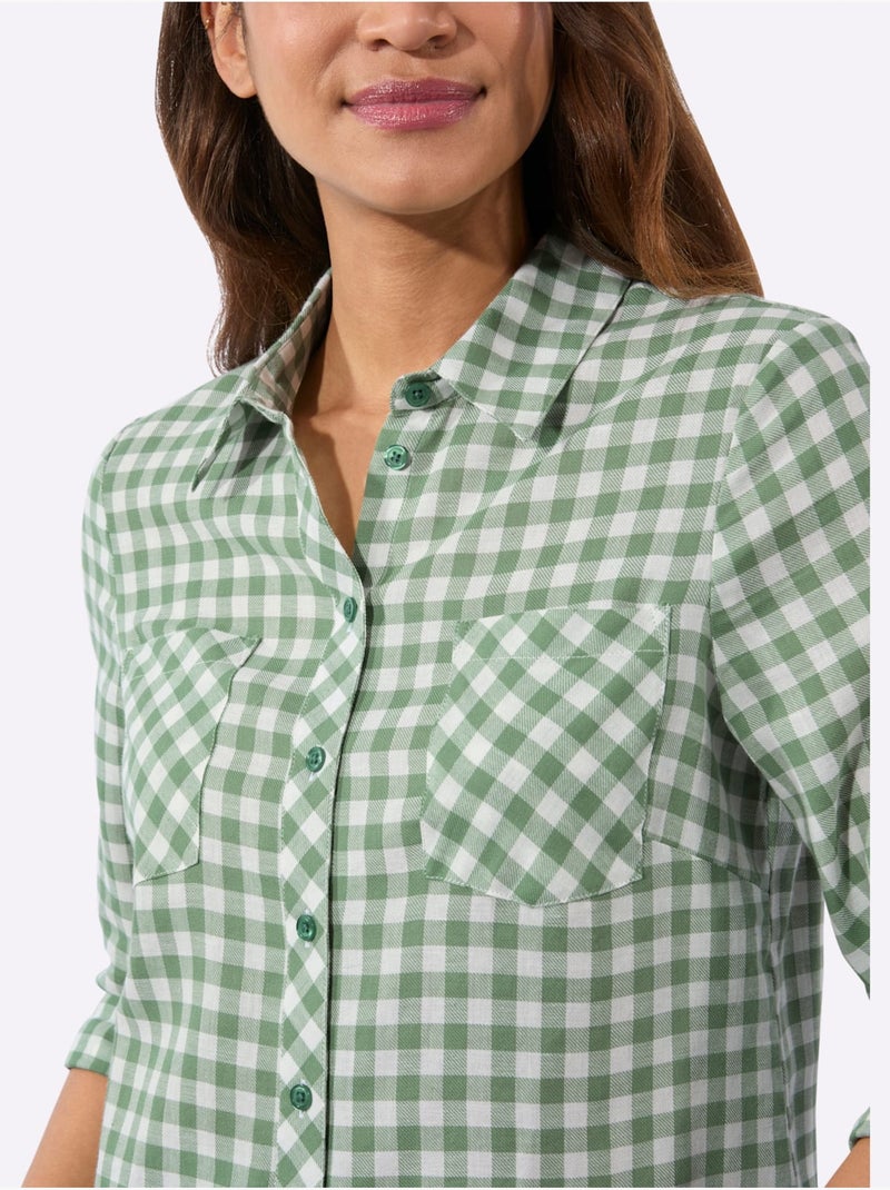 Chemisier En Flanelle Pur Coton - Taille Standard - Witt Beige/Vert - Kiabi
