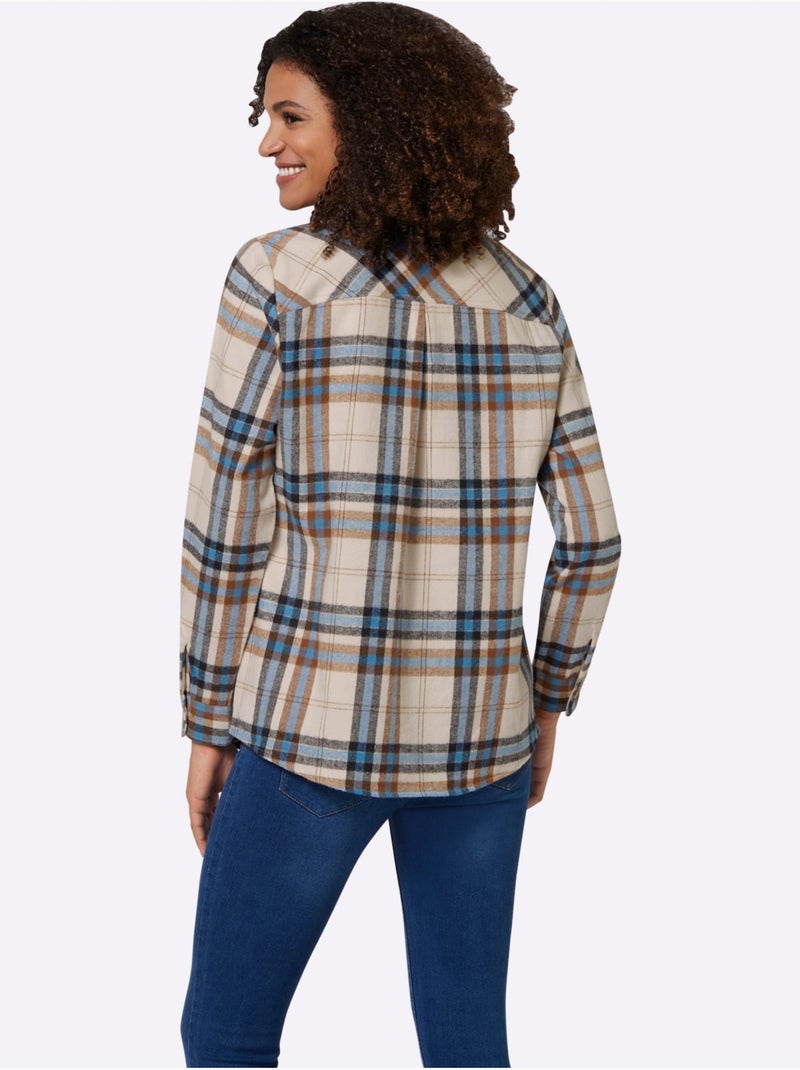 Chemisier En Flanelle Pur Coton - Taille Standard - Witt Bleu Bleu - Kiabi