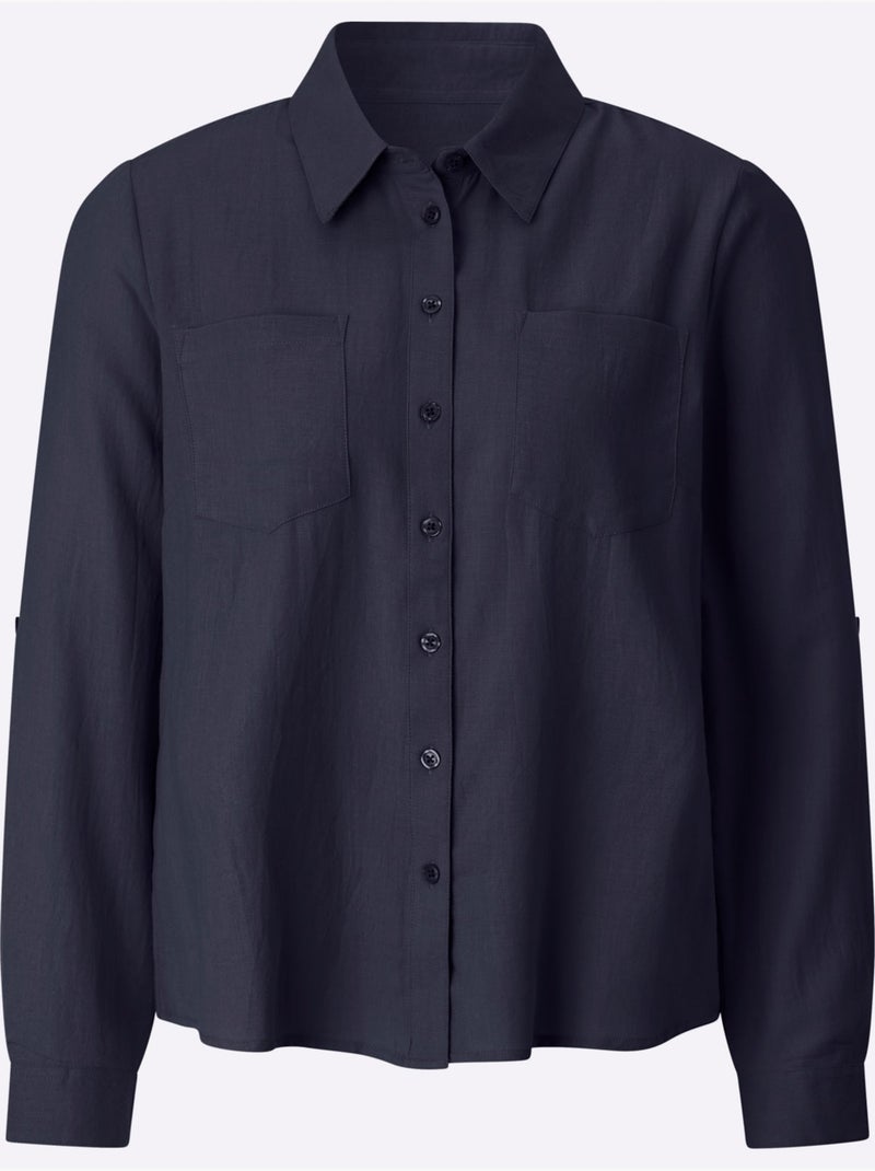 Chemisier En Flanelle Pur Coton - Taille Standard - Witt Bleu marine - Kiabi