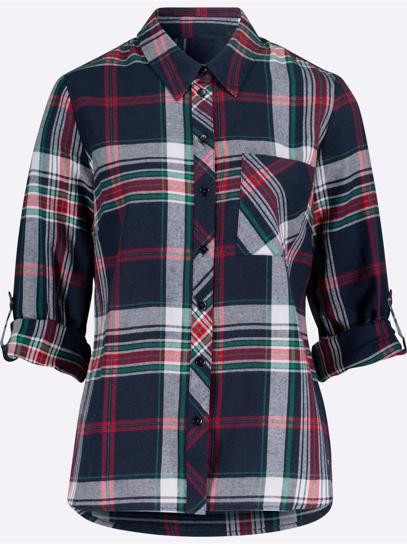 Chemisier En Flanelle Pur Coton - Taille Standard - Witt Bleu Rouge - Kiabi