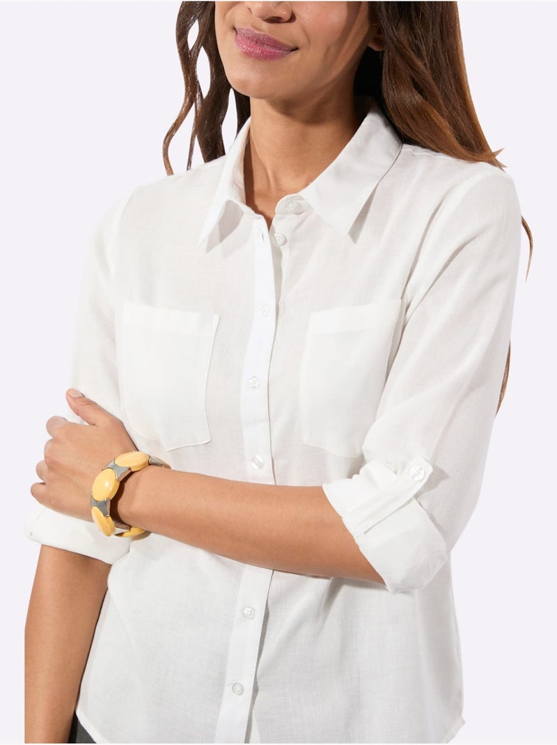 Chemisier En Flanelle Pur Coton - Taille Standard - Witt Ecru - Kiabi
