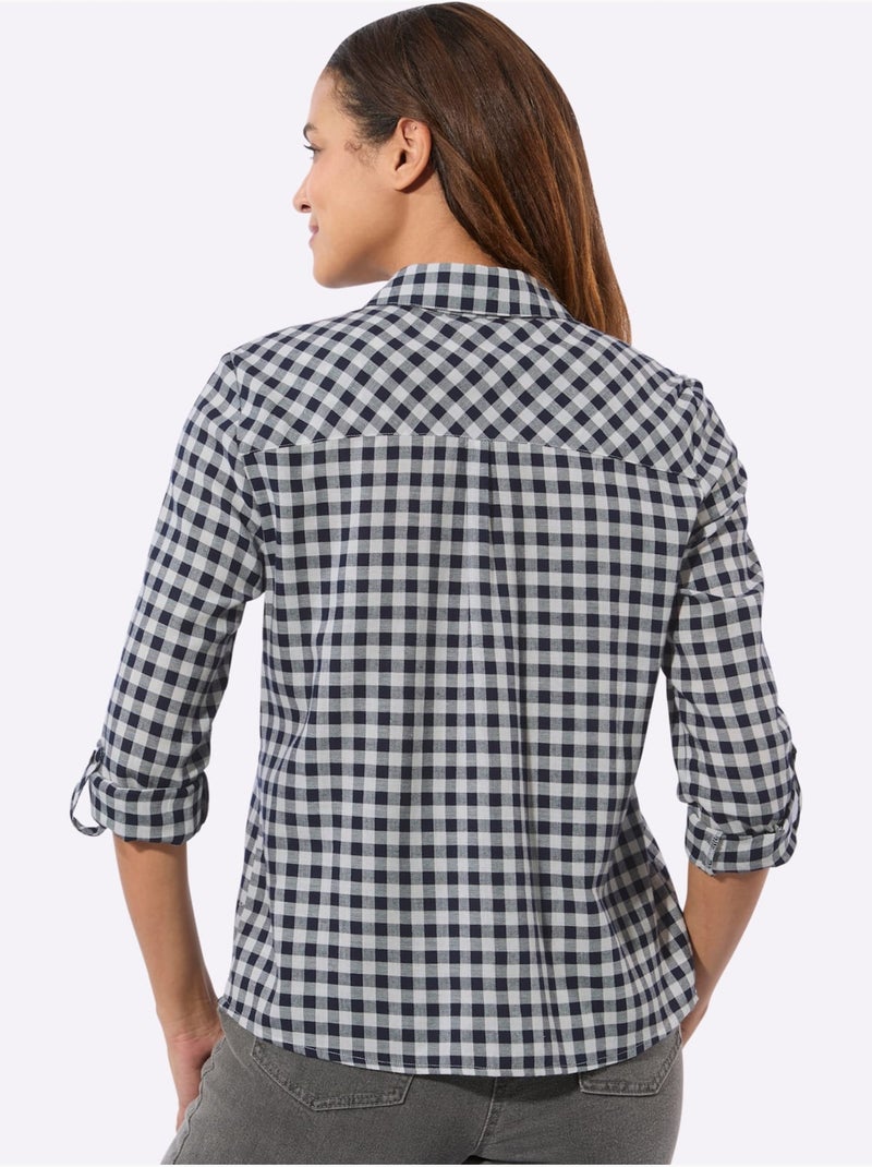 Chemisier En Flanelle Pur Coton - Taille Standard - Witt Ecru/Marine - Kiabi