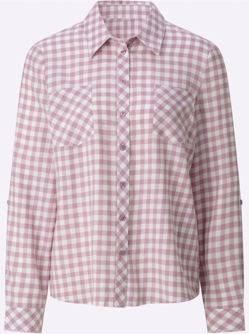 Chemisier En Flanelle Pur Coton - Taille Standard - Witt Écru/Violet - Kiabi