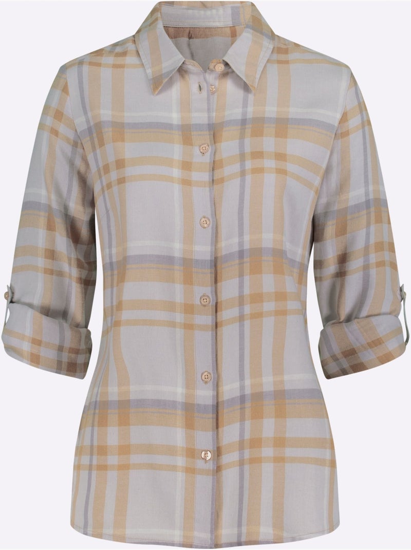 Chemisier en flanelle pur coton - taille standard - witt Gris Marron - Kiabi