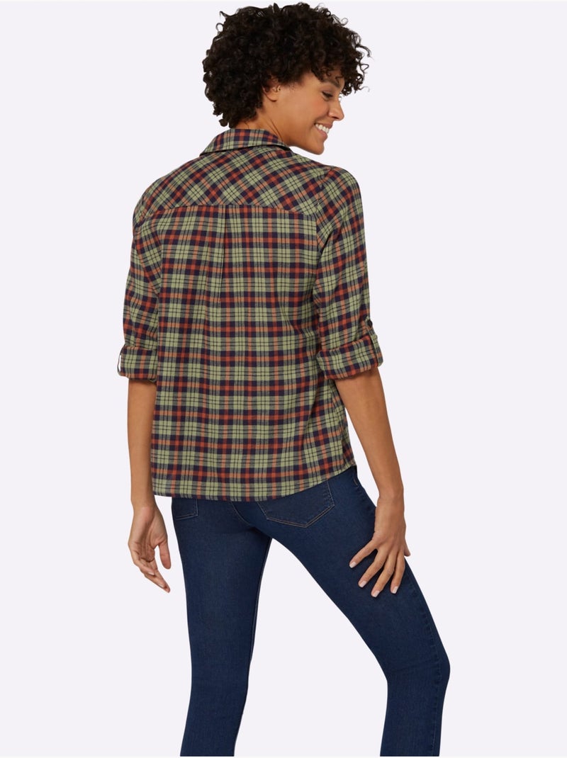 Chemisier en flanelle pur coton - taille standard - witt Noir / Vert / Rouge - Kiabi