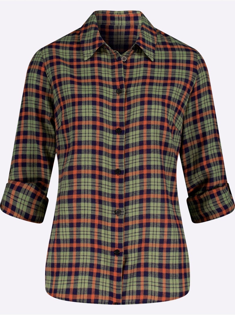 Chemisier en flanelle pur coton - taille standard - witt Noir / Vert / Rouge - Kiabi