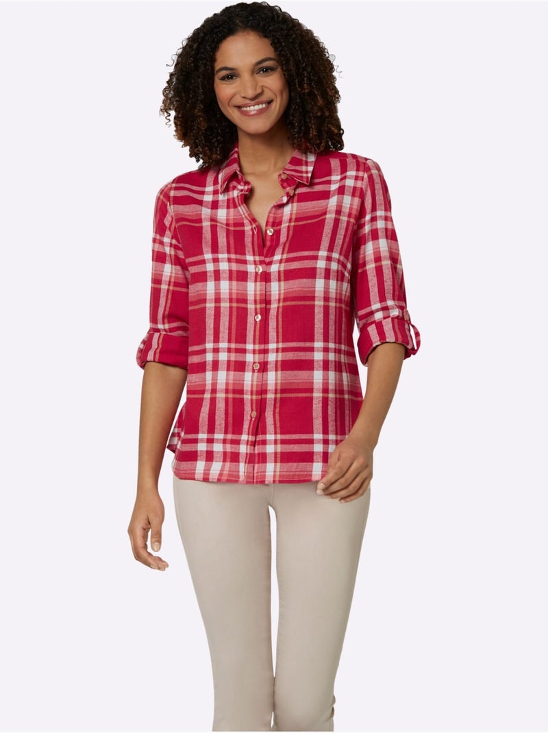 Chemisier en flanelle pur coton - taille standard - witt Rouge - Kiabi
