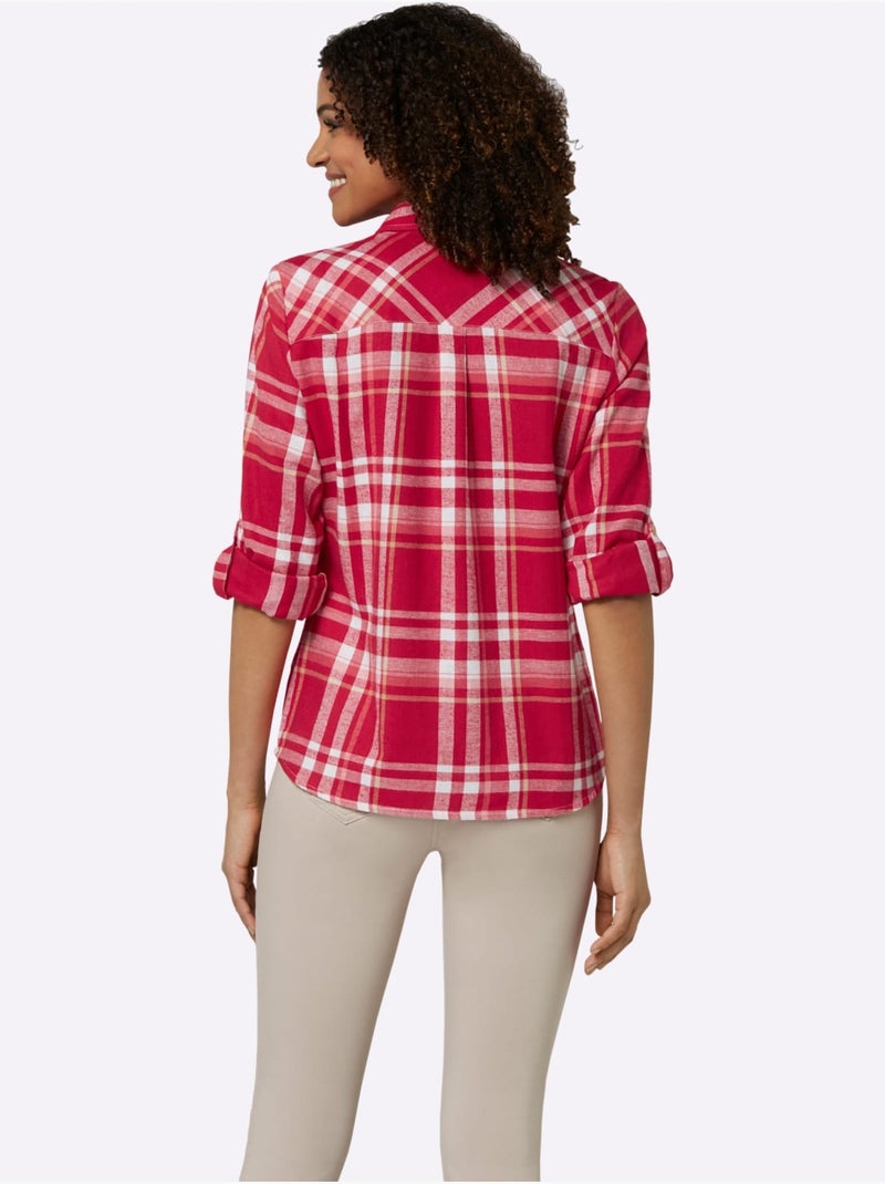 Chemisier en flanelle pur coton - taille standard - witt Rouge - Kiabi