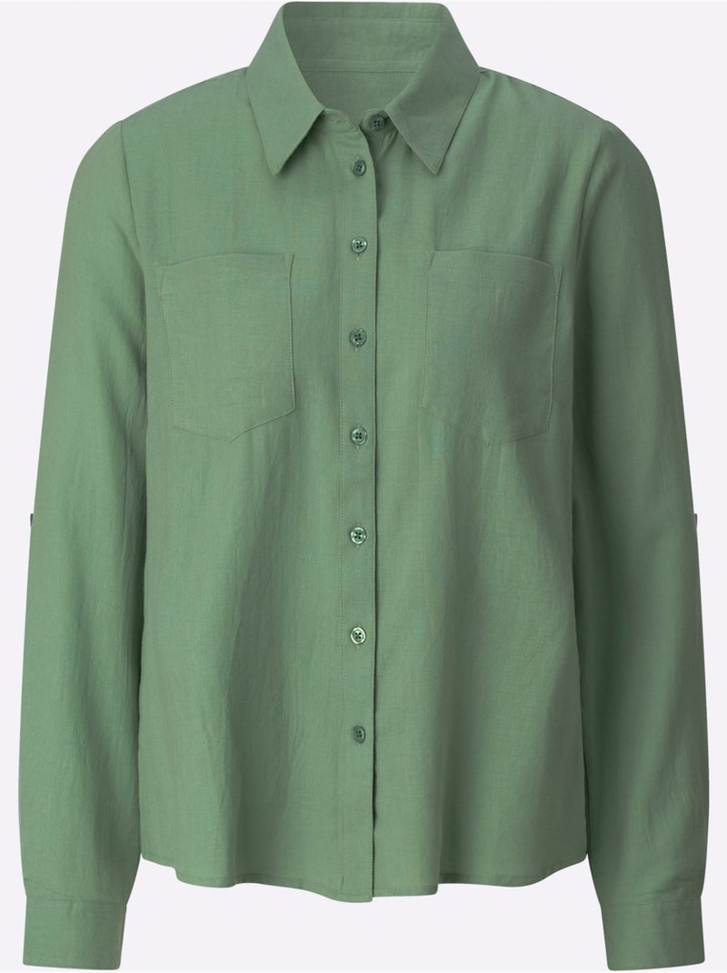 Chemisier En Flanelle Pur Coton - Taille Standard - Witt Vert eucalyptus - Kiabi