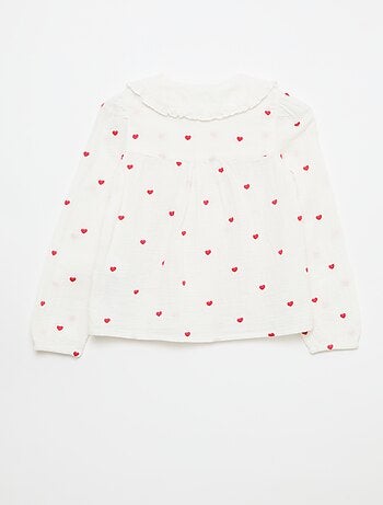 Chemisier en gaze de coton à motif 'cœur'