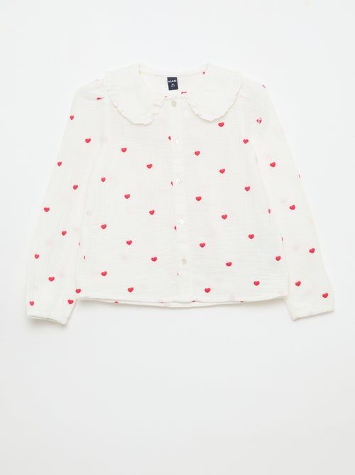 Chemisier en gaze de coton à motif 'cœur' - Kiabi