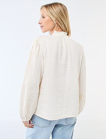 Chemisier en gaze de coton avec bords ondulés
