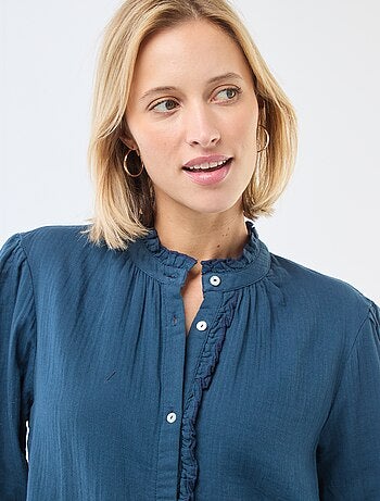 Chemisier en gaze de coton avec bords ondulés