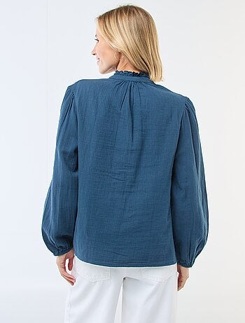 Chemisier en gaze de coton avec bords ondulés