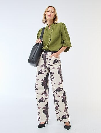 Chemisier en gaze de coton avec bords ondulés