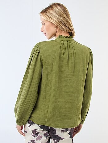 Chemisier en gaze de coton avec bords ondulés