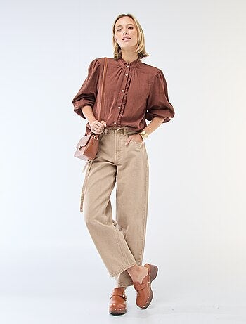 Chemisier en gaze de coton avec bords ondulés