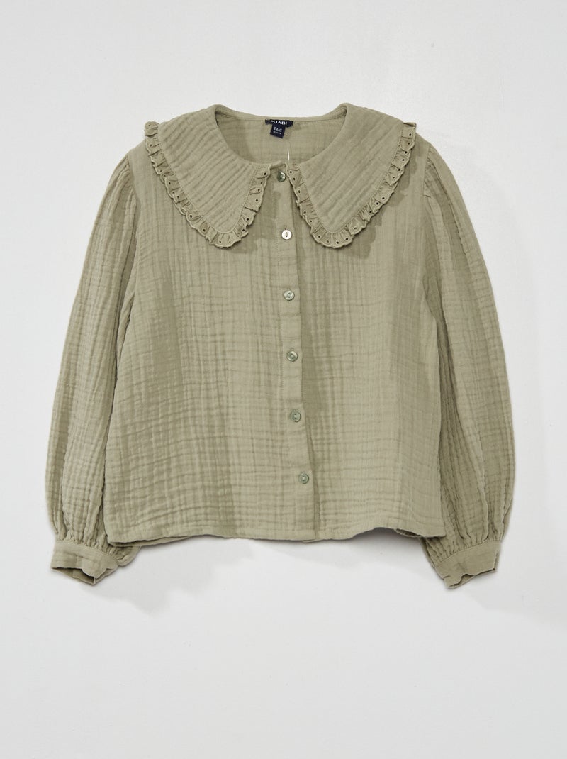 Chemisier en gaze de coton avec col Vert - Kiabi